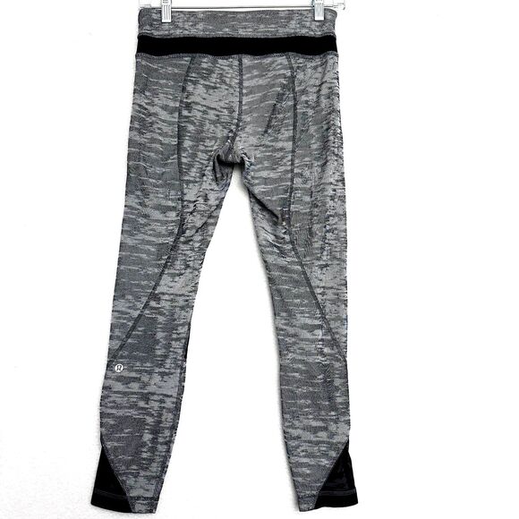 Lululemon Leggings Inspire Tight II 6 Jacquard Gray Black Mesh Reflective 24" - Picture 4 of 9